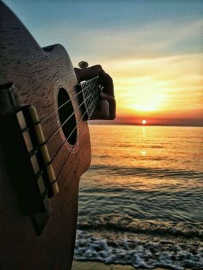Guitar at sunset